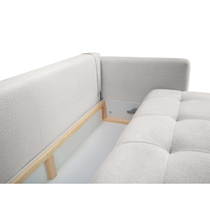 Canapé convertible avec coffre de rangement "Madrid" 3 places en tissu structurel gris clair