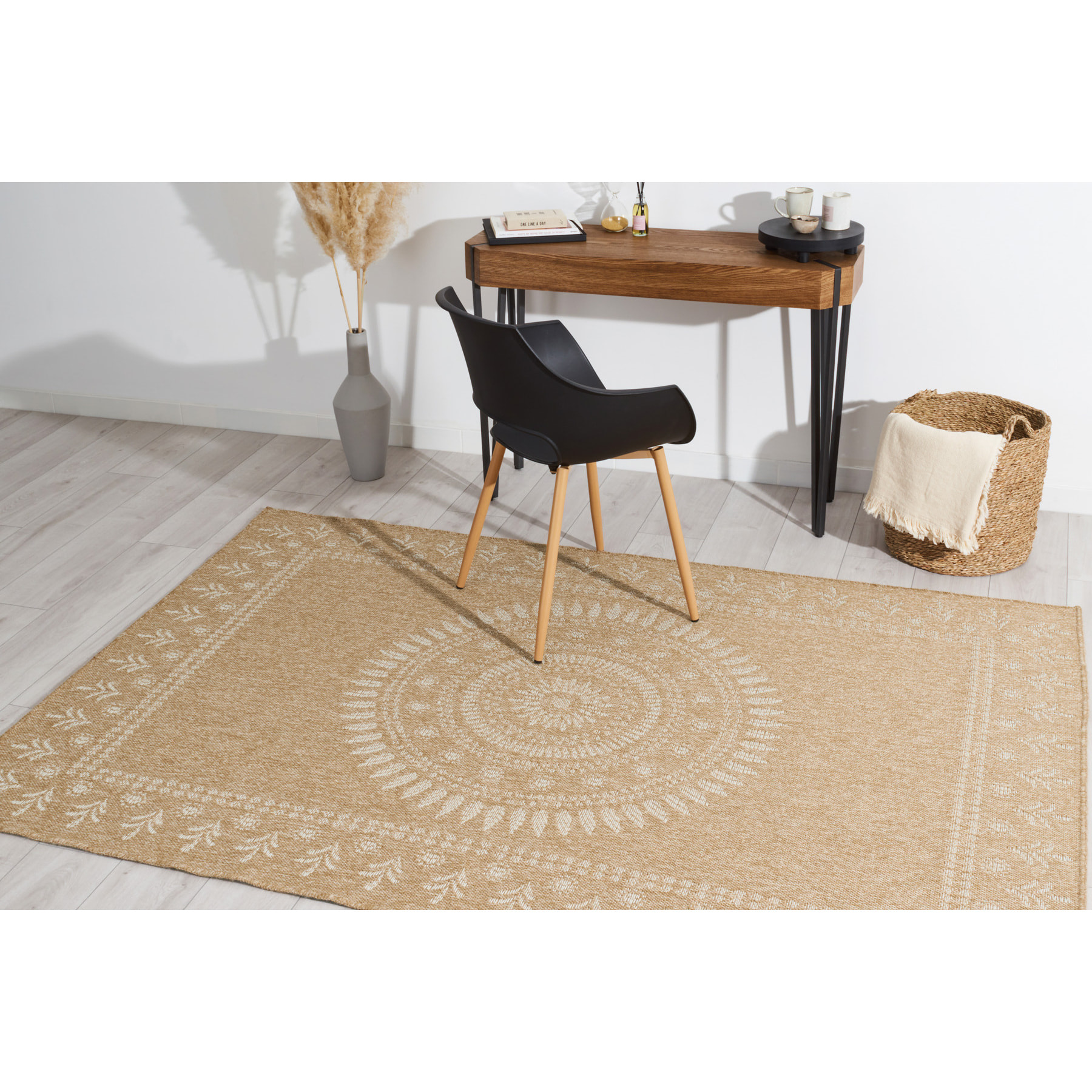 Nature - tapis effet jute blanc