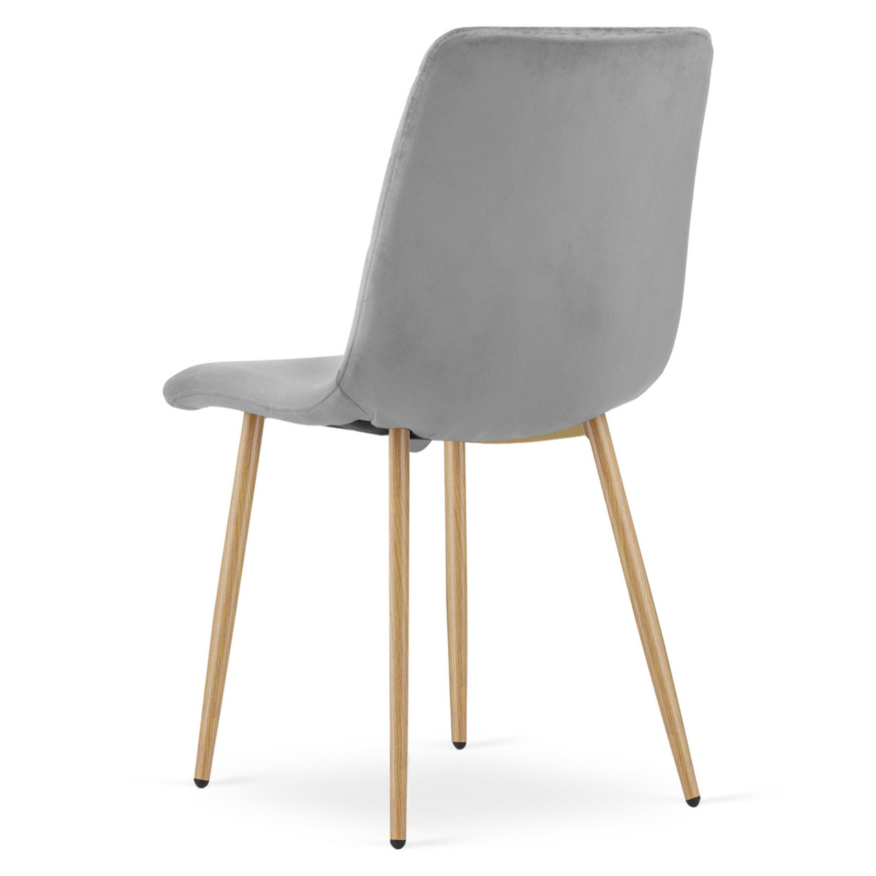Set di 3 sedie Turin in velluto grigio chiaro e gambe effetto legno