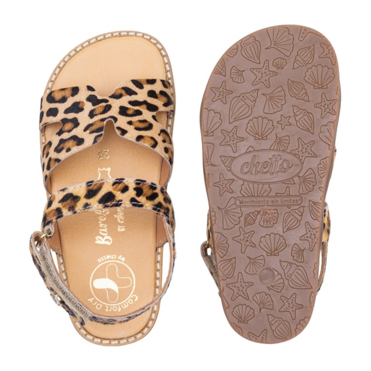 SANDALIA BAREFOOT PIEL CHETTO PALA ANIMAL PRINT