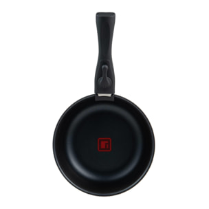 juego de 3 cazos ø16ø18ø20cm aluminio prensado y heat dot + mango desmontable negro