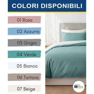 Coppia Federe cuscini letto PERCALLE ROSA tinta unita 100% Percalle di Cotone e Made in Italy