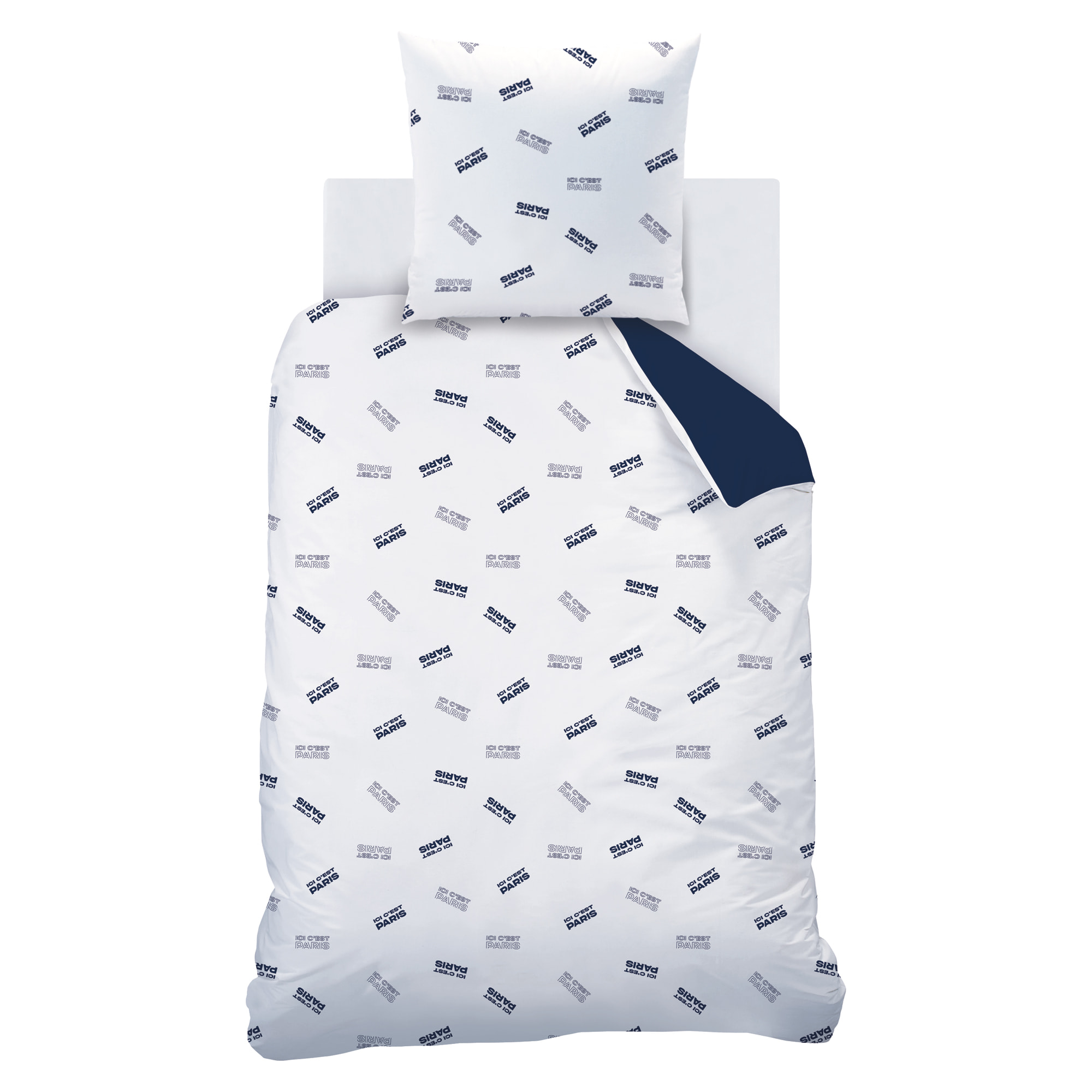 Parure de lit imprimée 100% coton, PSG DEVISE