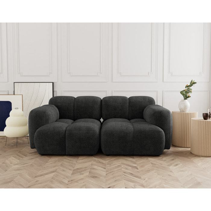 Grace - canapé modulable 2 places en velours texturé - Gris Anthracite