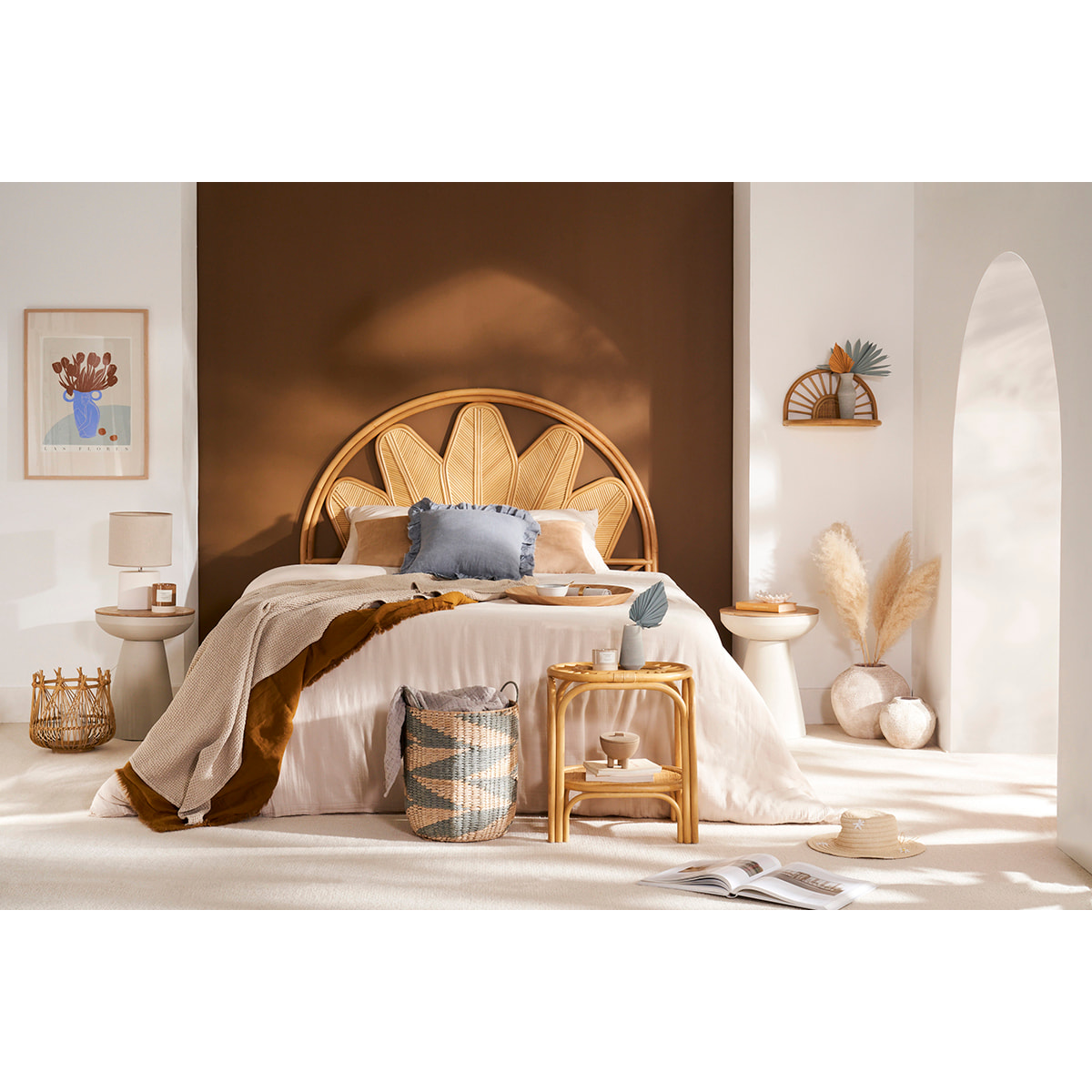 Tête de lit déco en rotin L160 cm NALAH