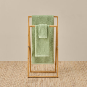 Toalla de baño de rizo jacquard hojas Palmir color verde 100% Algodón