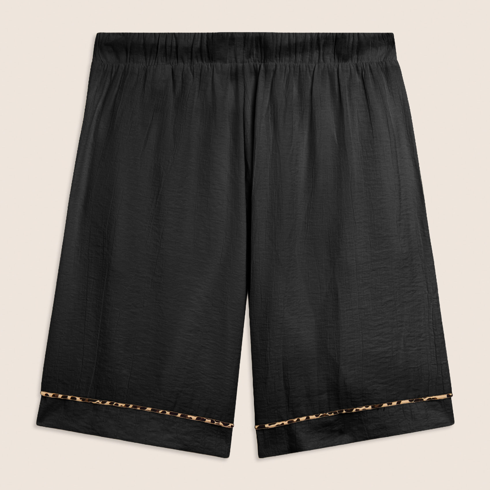 Pantaloni corti wide leg in tessuto crinkle
