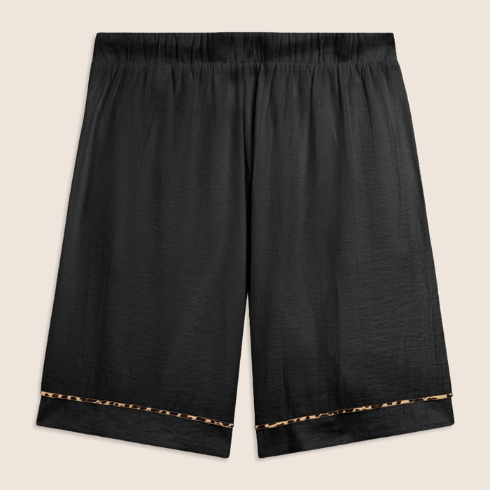 Pantaloni corti wide leg in tessuto crinkle