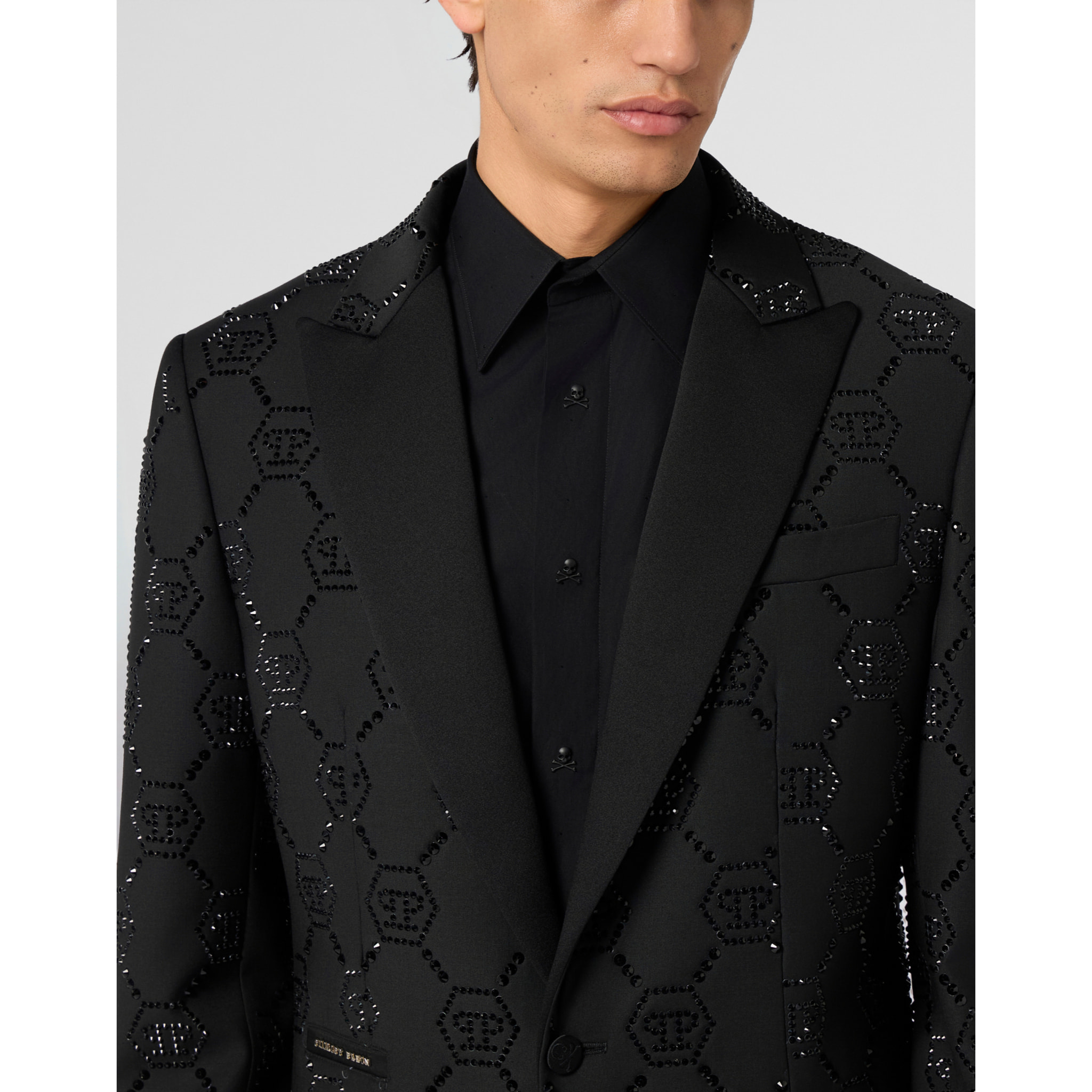 PHILIPP PLEIN Wool Blazer With Stin Details Monogram
