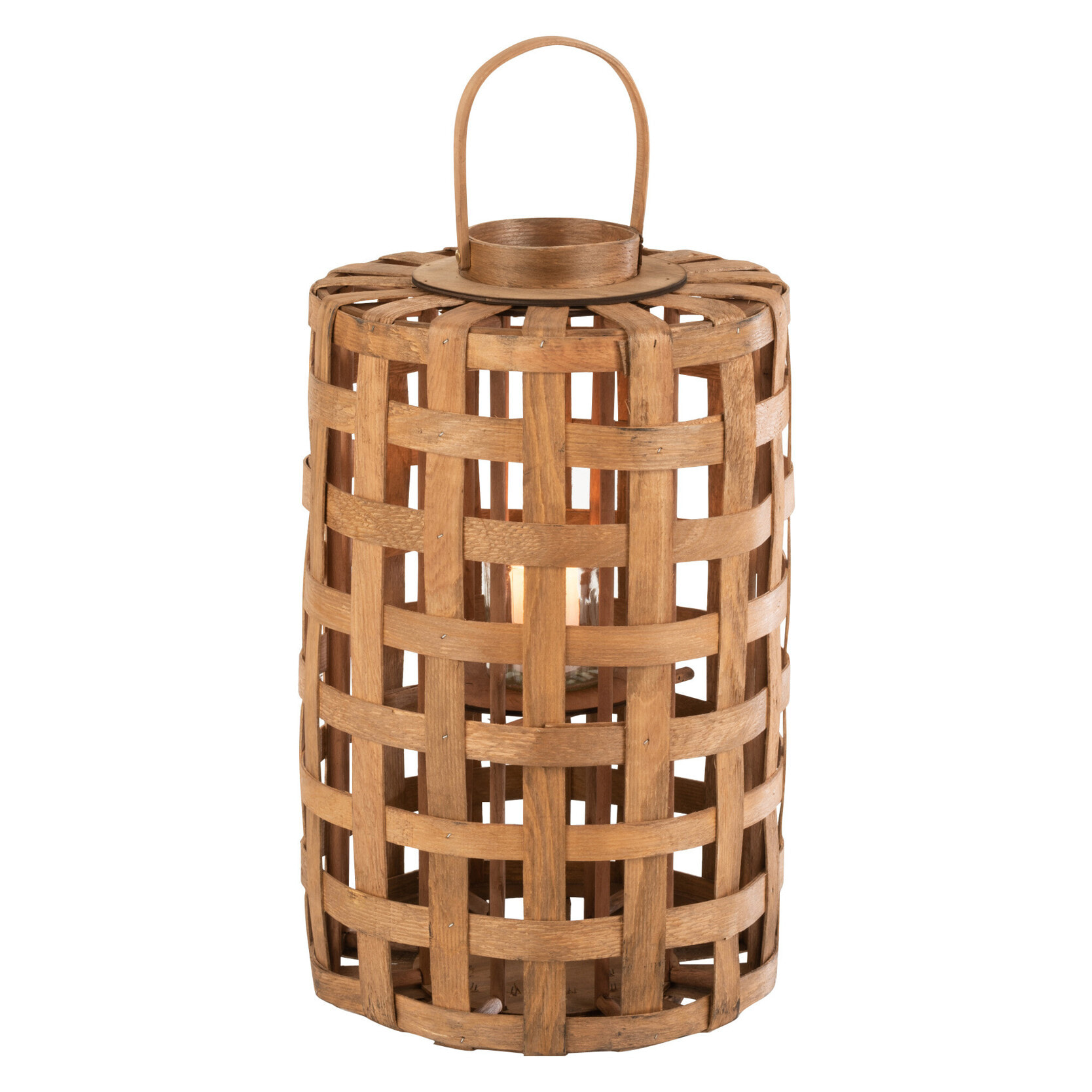 J-Line lanterne Cylindrique - bois de Peuplier - marron