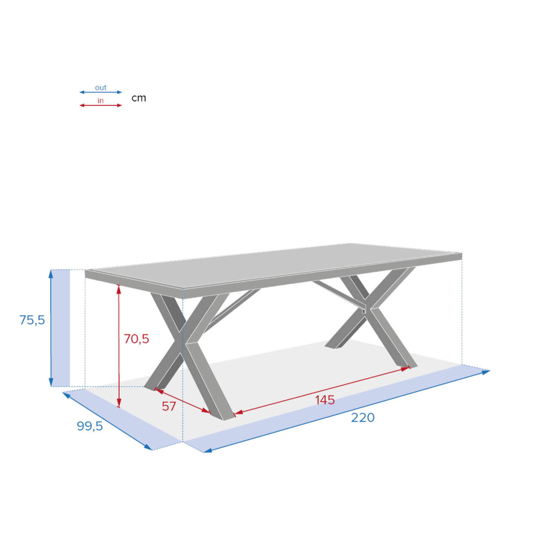 Table de jardin rectangulaire Emperia Acacia & Blanc