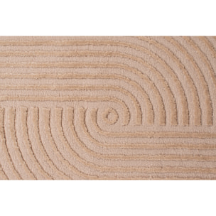 BIANCA - Tapis rond à motif géométrique en relief - Beige