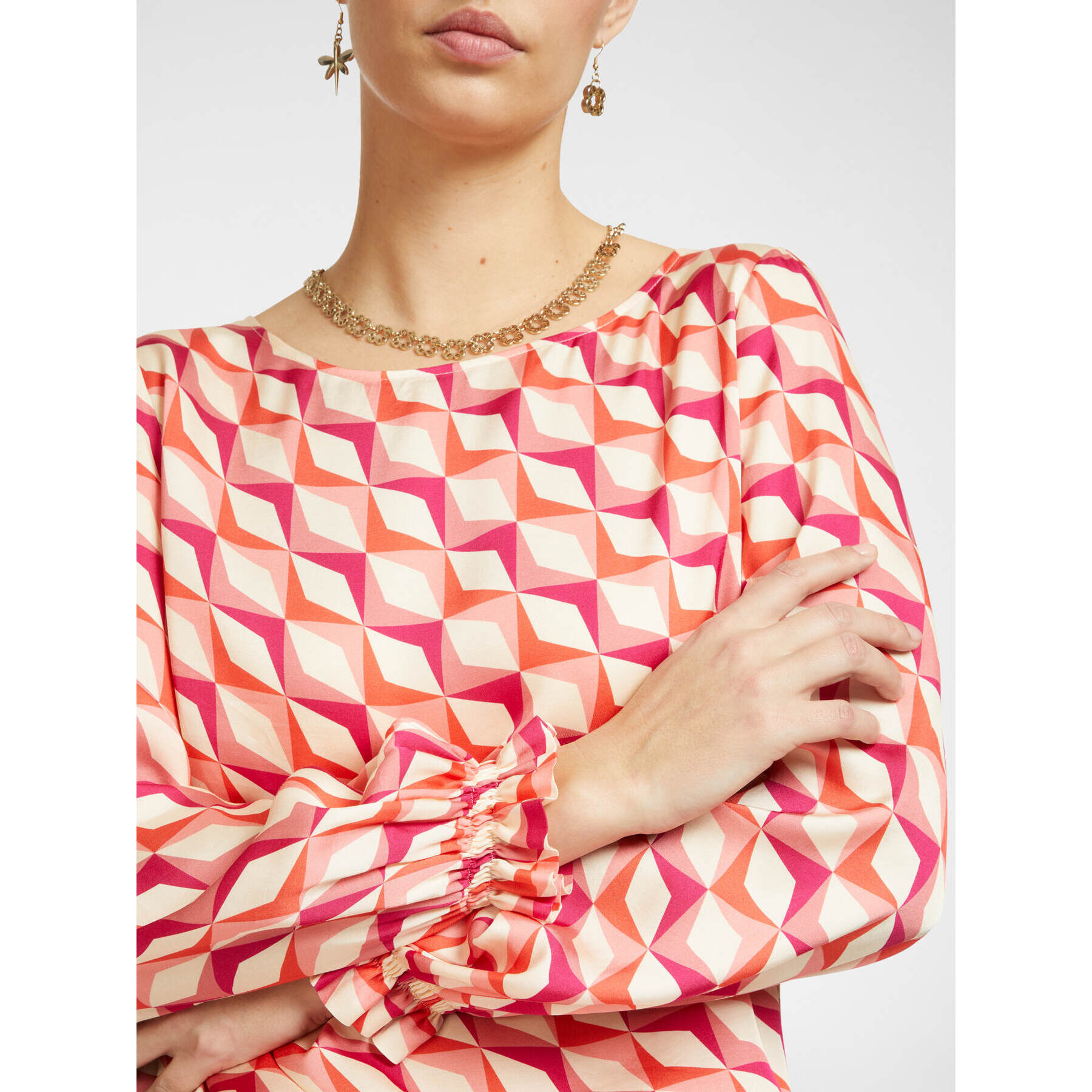 Elena Mirò - Blusa dalla stampa geometrica - Rosso
