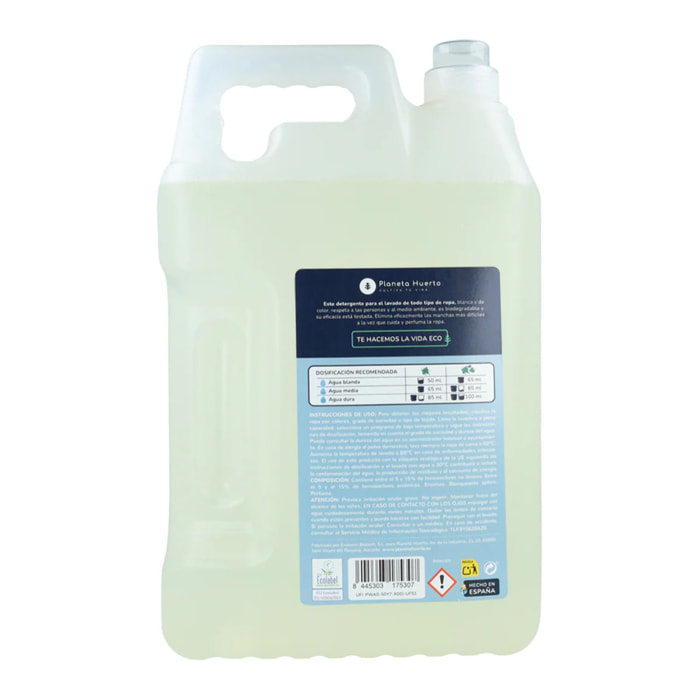 Detergente Líquido Ropa Eco  Aroma natural a ropa limpia Planeta Huerto  5 Litros