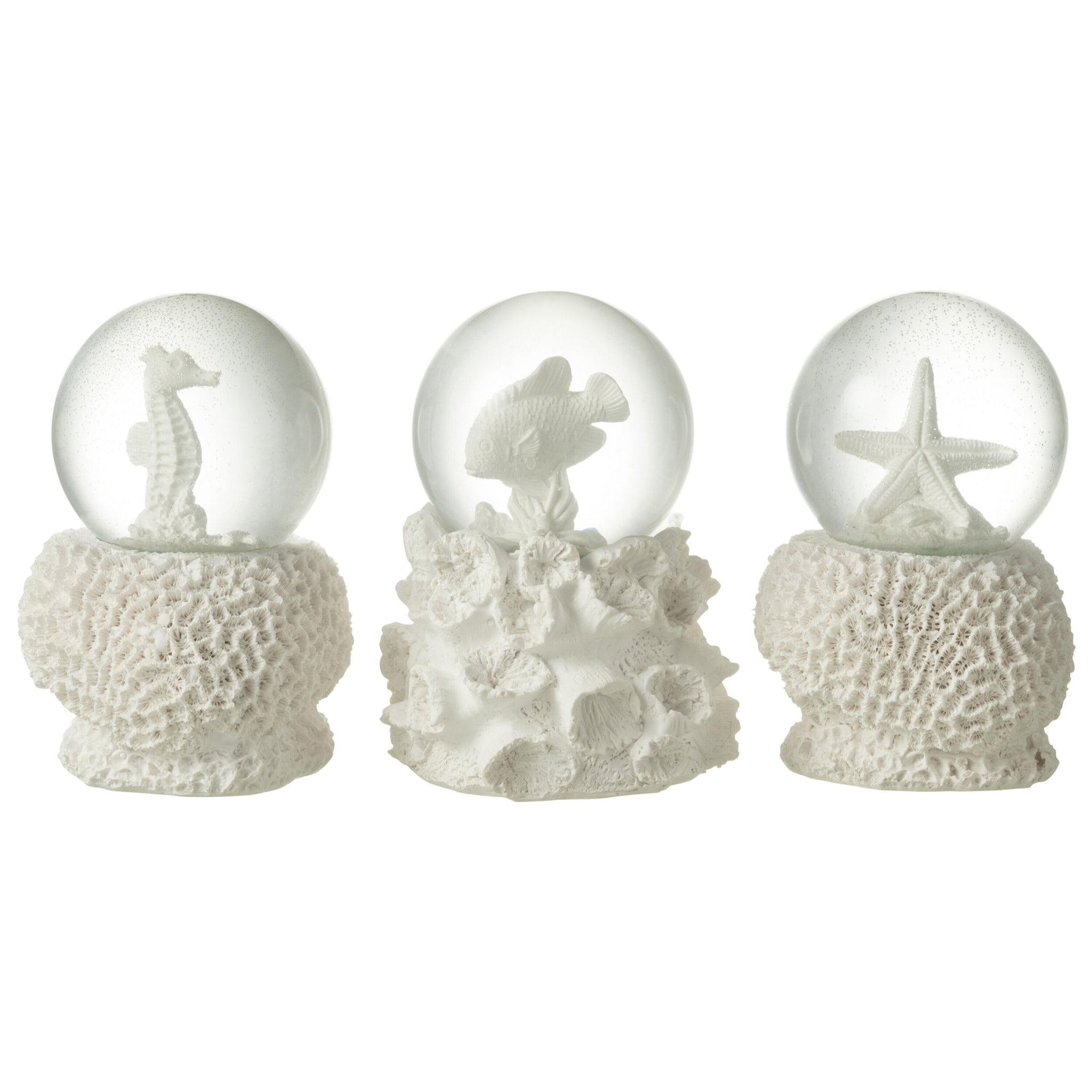 J-Line boule de neige Mer - polyrésine - blanc - large - 3 pcs