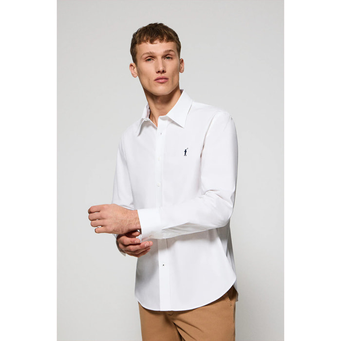 Camicia bianca in popeline garment dye con ricamo Rigby Go