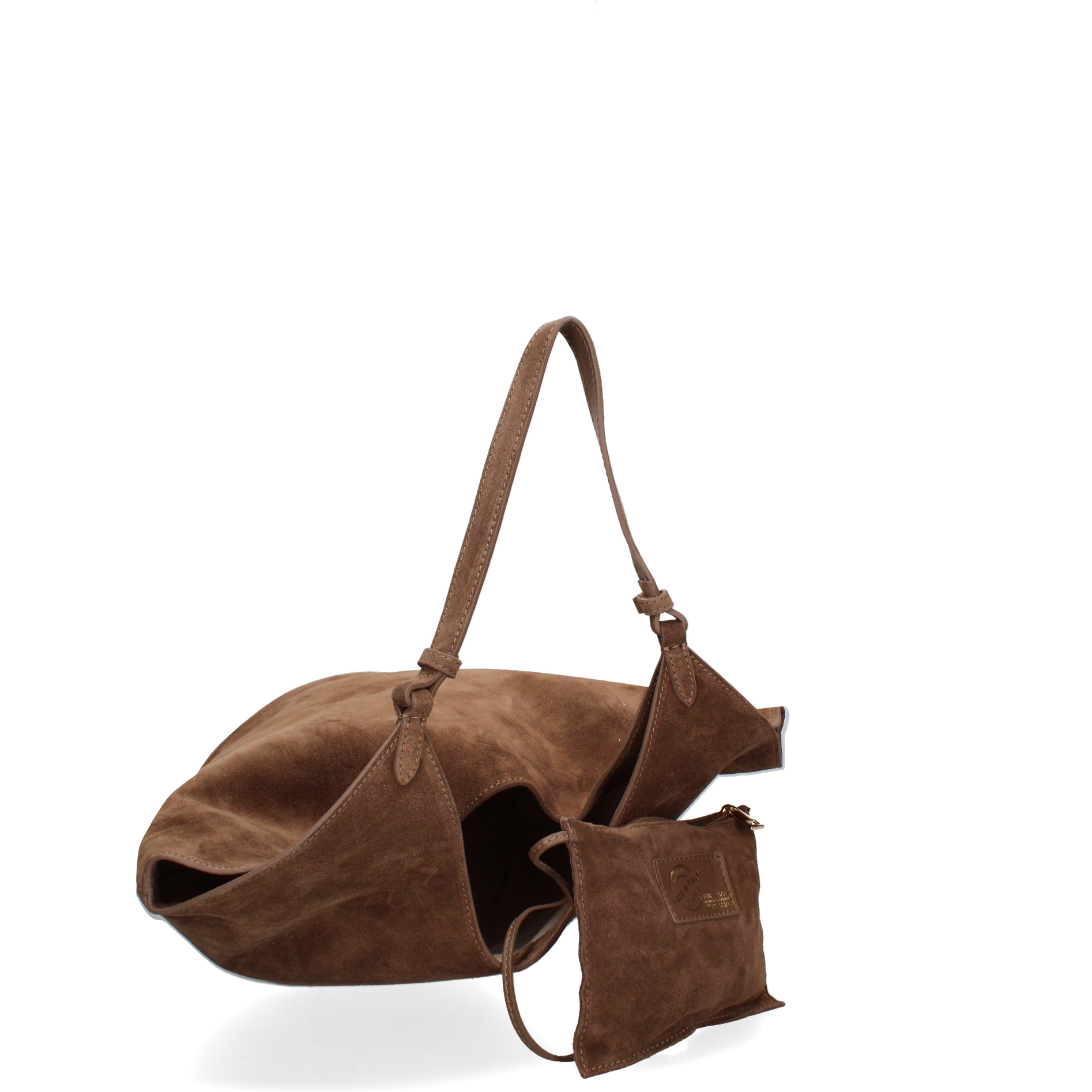 Borsa a spalla da donna - Modello Lisboa - Pelle Scamosciata - 27.0 x 38.0 x 21.5 cm