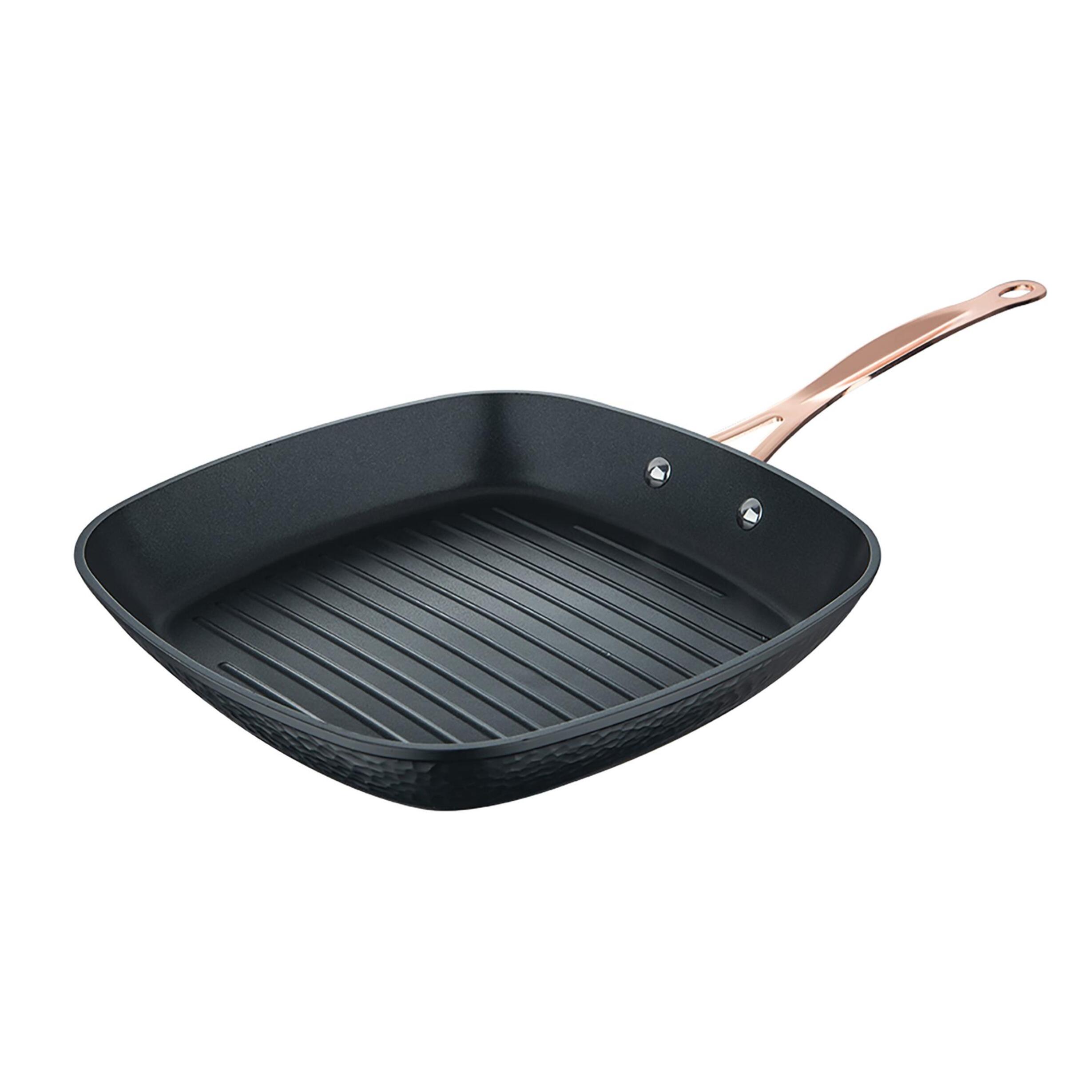 sartén grill 28x28cm en aluminio forjado antiadherente en color negro mate