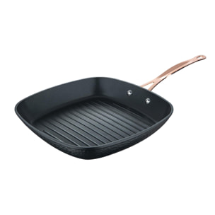 sartén grill 28x28cm en aluminio forjado antiadherente en color negro mate