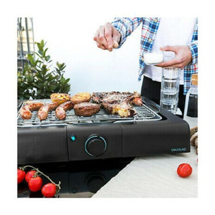 Barbacoa eléctrica de sobremesa de 2400 W, Parrilla Inoxidable y Altura Ajustabl