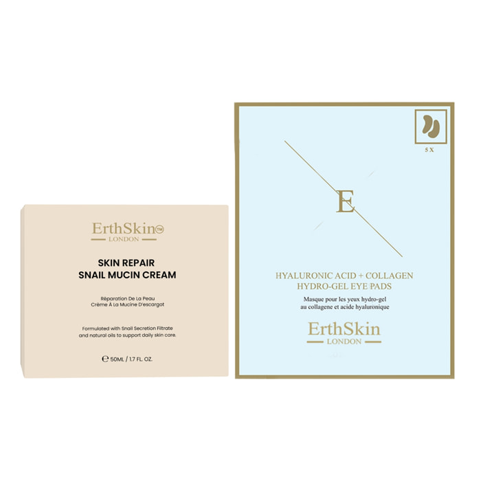 Crema reparadora para la piel con extracto de caracol + parches de colágeno para el contorno de ojos