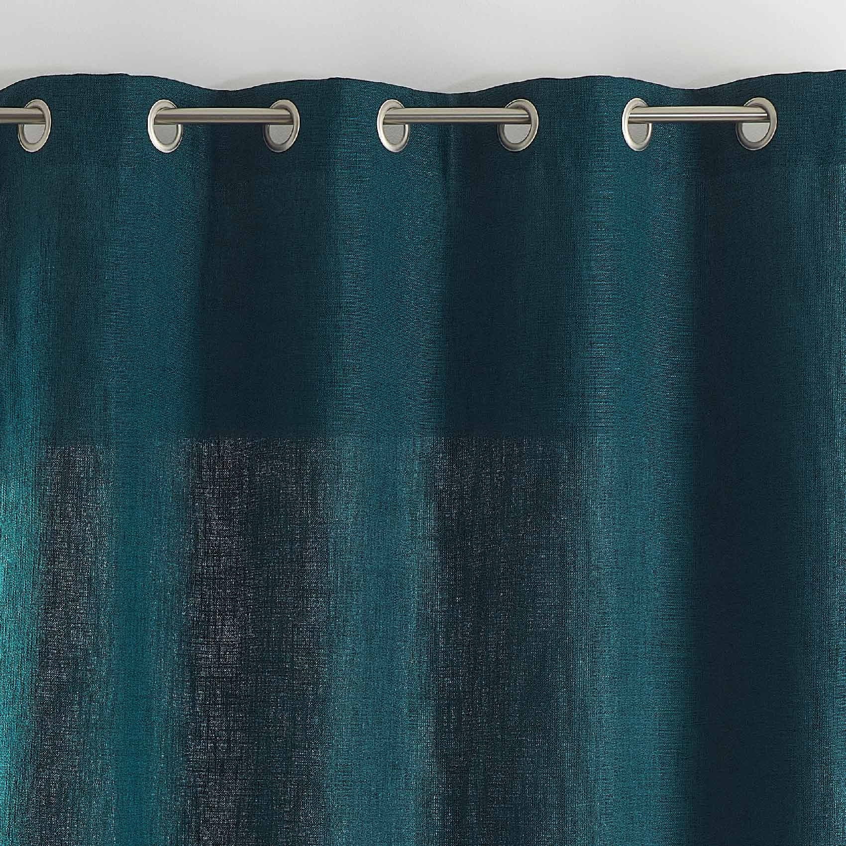 Rideau tamisant  -  - Effet tissé - Bleu Paon