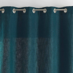 Rideau tamisant  -  - Effet tissé - Bleu Paon