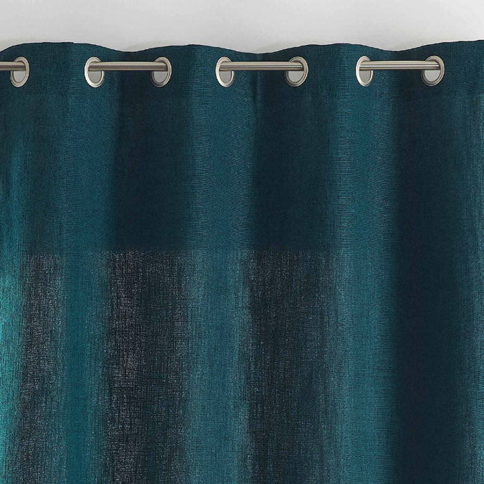 Rideau tamisant  -  - Effet tissé - Bleu Paon