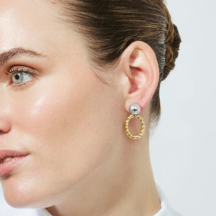 Pendientes Hiami acabado oro 18k y plata