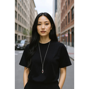 Collar largo Cristal Tear en cristal SW siam plata 10µ