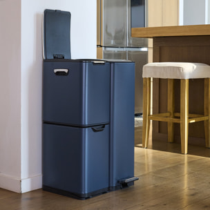 Poubelle de tri inox HAJA 60L 3bacs