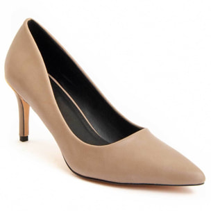 Zapato De Tacón - Beige - Altura: 6 Cm