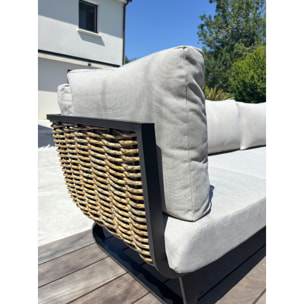 KUMLA - Salon de jardin bas 6 places - Noir