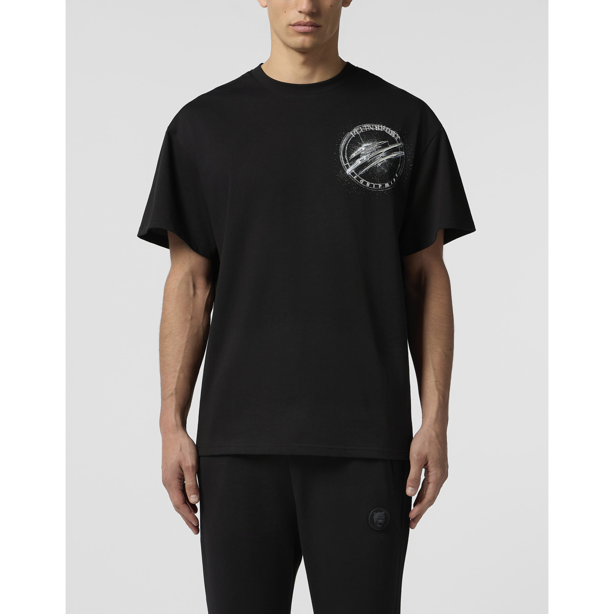 PLEIN SPORT Round Neck T-Shirt Chrome Scratch Edition