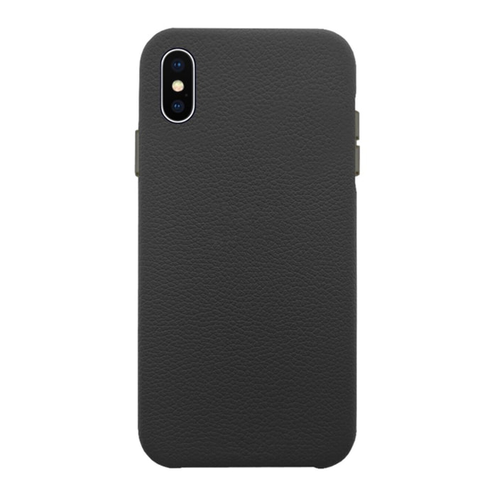 Coque iPhone X/Xs effet cuir grainé Noir