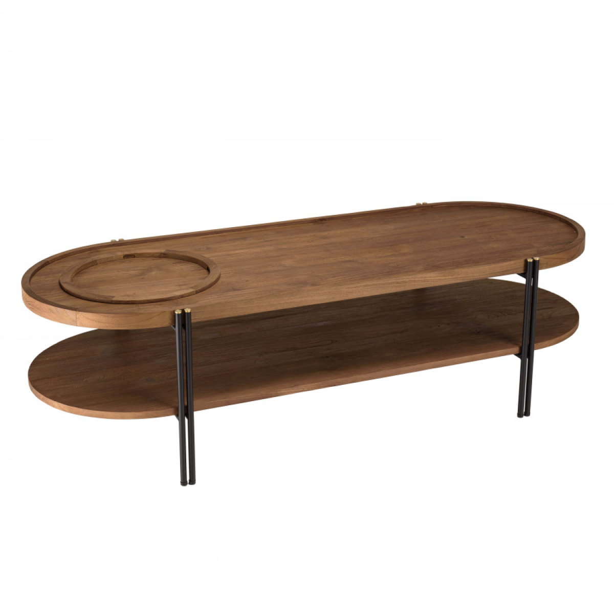 ALIDA - Table basse ovale 2 niveaux plateau amovible