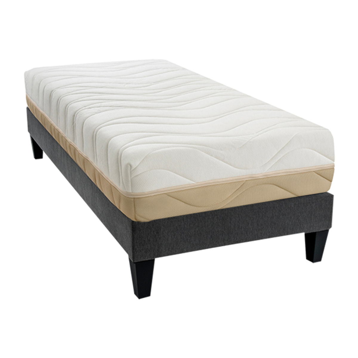 Ensemble Matelas Leman & Sommier KIT15, 25 cm, Mousse Supersoft Haute Résilience, Technologie Tri-Lattes, Soutien Medium