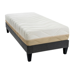 Ensemble Matelas Leman & Sommier KIT15, 25 cm, Mousse Supersoft Haute Résilience, Technologie Tri-Lattes, Soutien Medium