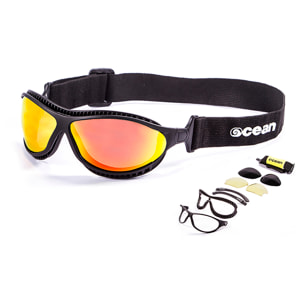 Gafas de deportes acuáticos OCEAN TIERRA DE FUEGO - Negro mate / Revo roja