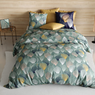 Parure housse de couette imprimé 100% coton - cottey - vert