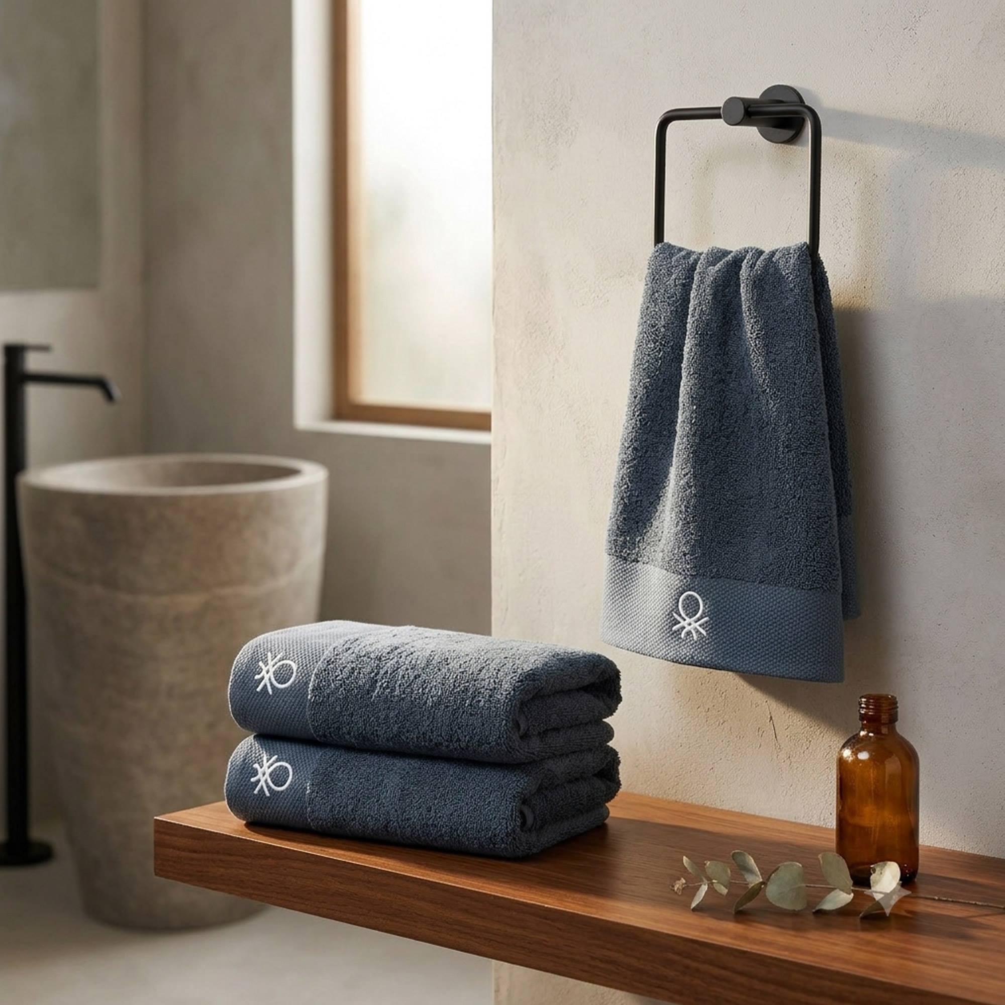 Juego de 3 toallas de baño 50x90cm, gris oscuro