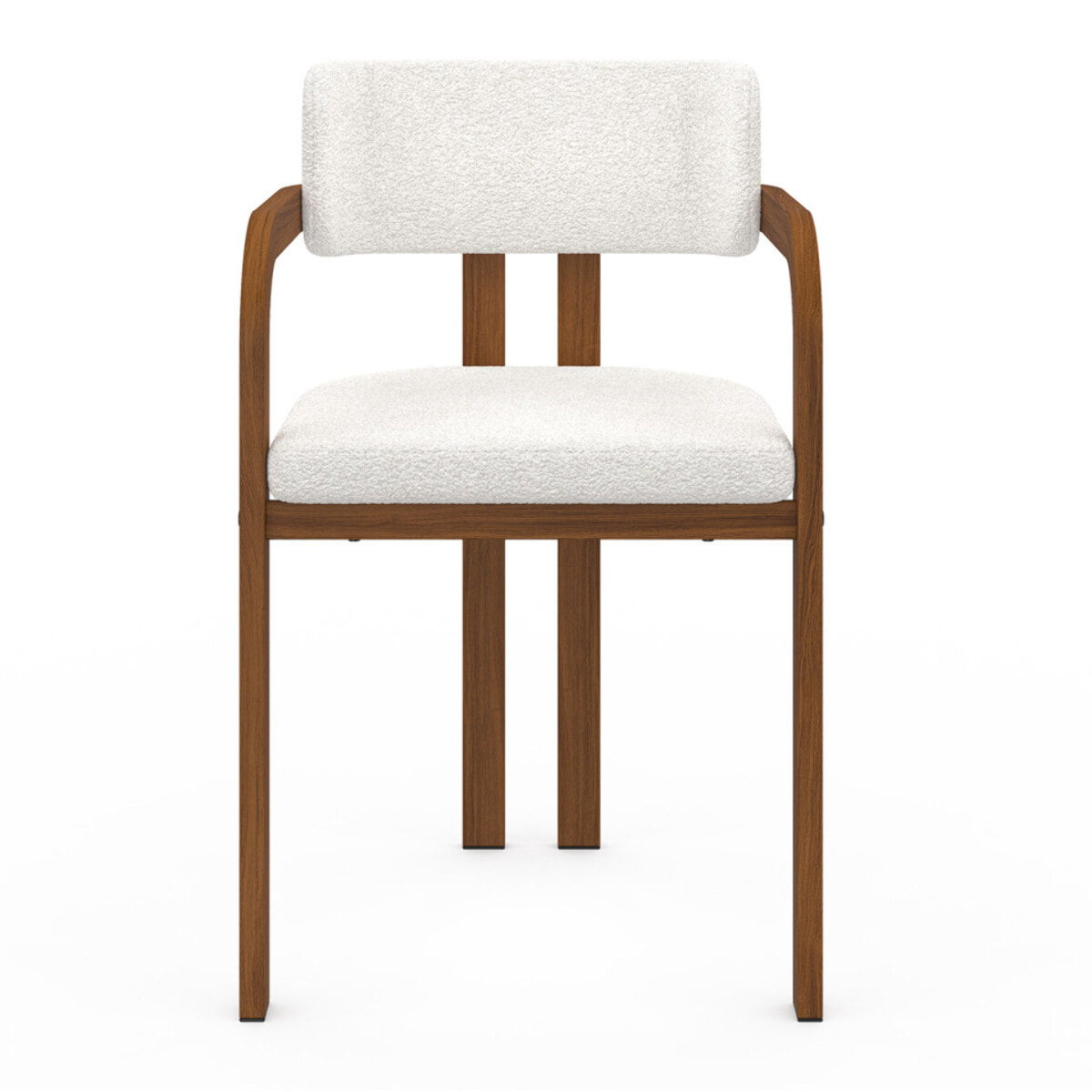 Chaises Elsa avec accoudoirs en bouclette et pieds métal effet noyer - lot de 2