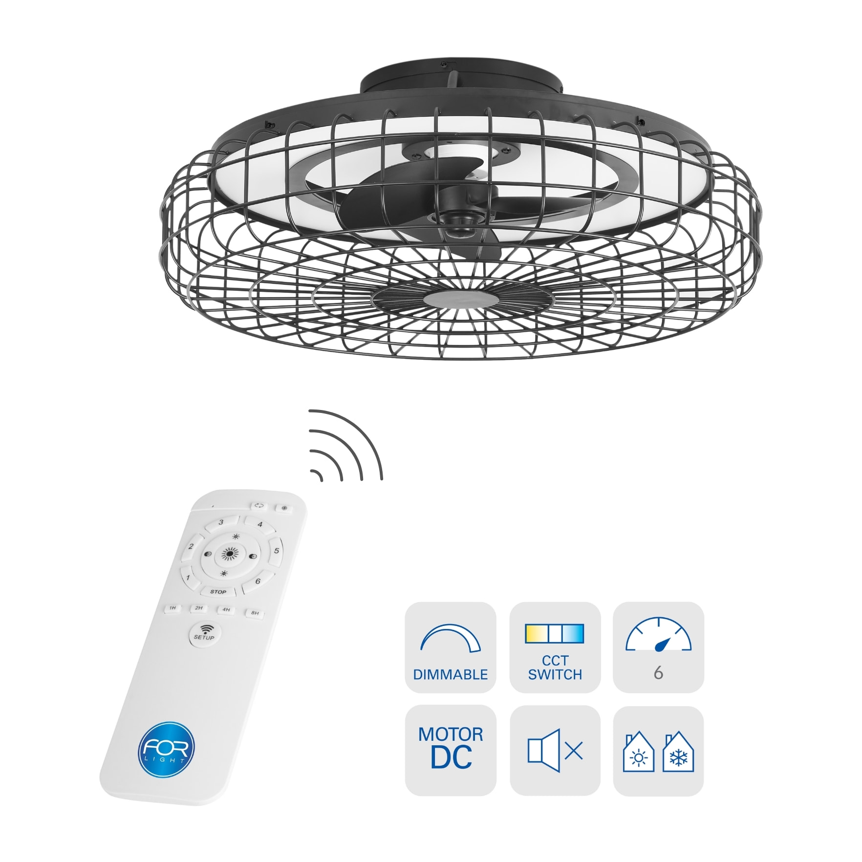 Forlight Merak - Ventilador de Techo con Lámpara LED sin Aspas. Ventilador de Plafón 6 Velocidades y Luz Regulable 2700-6000K