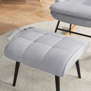 Silla Mecedora con Reposapiés, Sillón de Relax, con Cojín Acolchado, Respaldo Alto, Reposabrazos y Patas de Madera, Carga 130 kg, para Salón, Dormitorio, Gris Claro