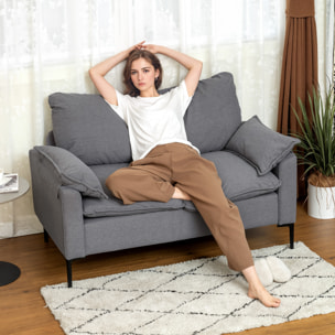 Sofá de 2 Plazas, Tapizado en Terciopelo, Sofá Moderno con Patas de Metal, Reposabrazos Acolchado, para Salón, Dormitorio, Oficina, Sala de Estar, 130x77x84 cm, Gris