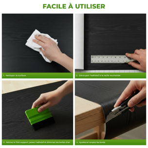 Rouleau adhésif protecteur effet bois noir au mètre - Autocollants Revêtement Adhésif Cuisine Meubles Salle de bain