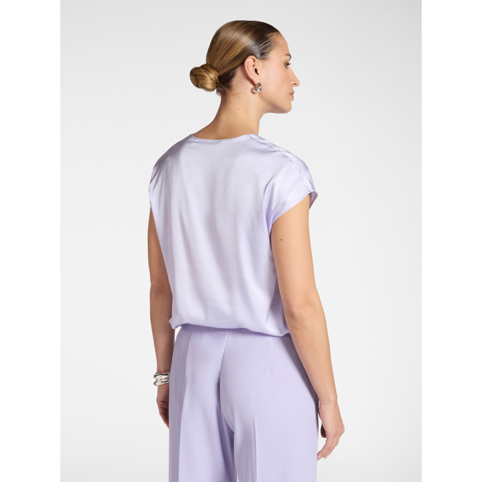 Elena Mirò - Blusa in raso con scollo a V - Viola