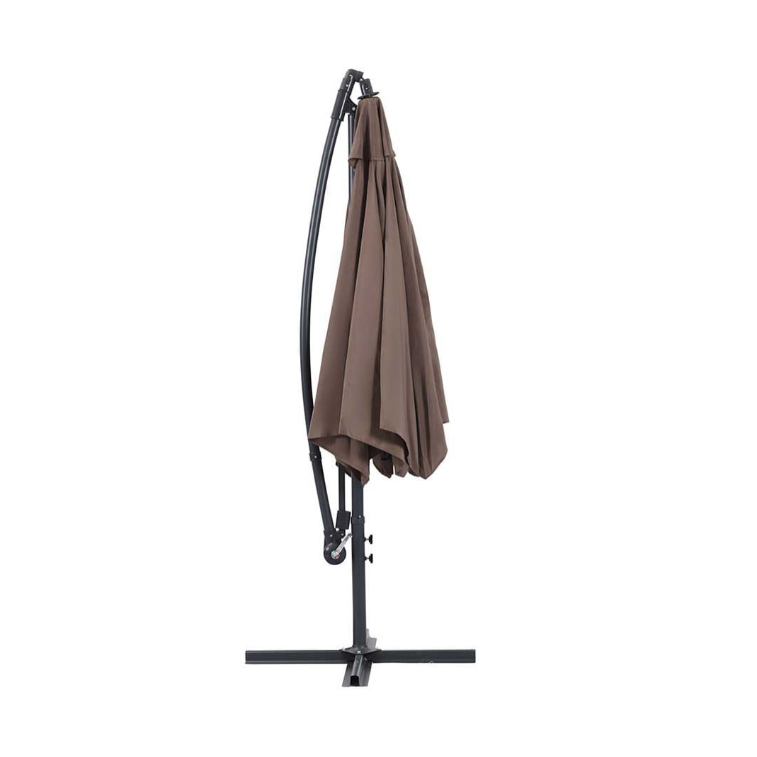 Parasol jardin déporté Alu "Ilios" - Rond - Ø 3 m - Taupe