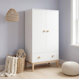 Armoire pour enfant Bella 2 portes effet hêtre et blanc