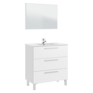 Mueble baño alise 3c 80cm color blanco brillo con espejo, sin lavabo